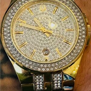 Bulova Gold and Silver Crystal-Studded Watch